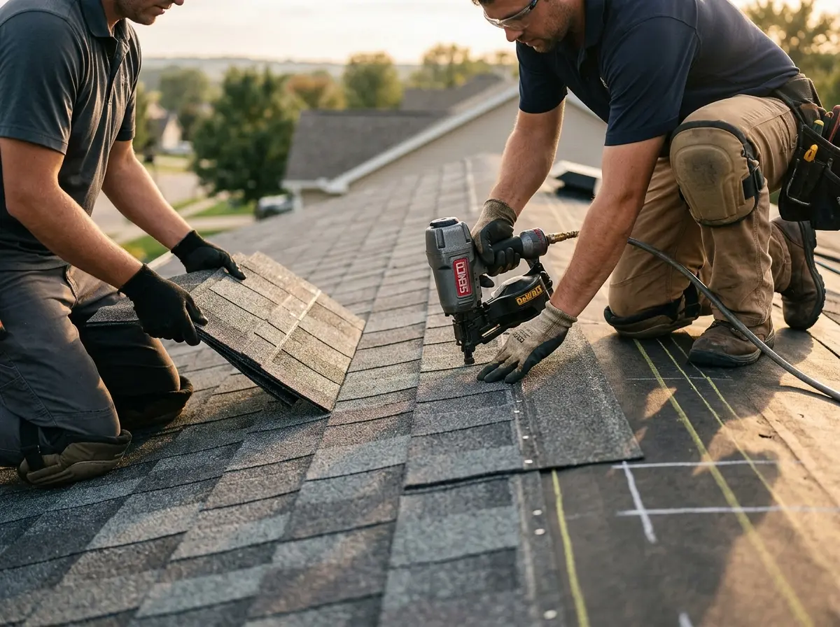 Professional roofer working on a residential roof in Cocoa Beach